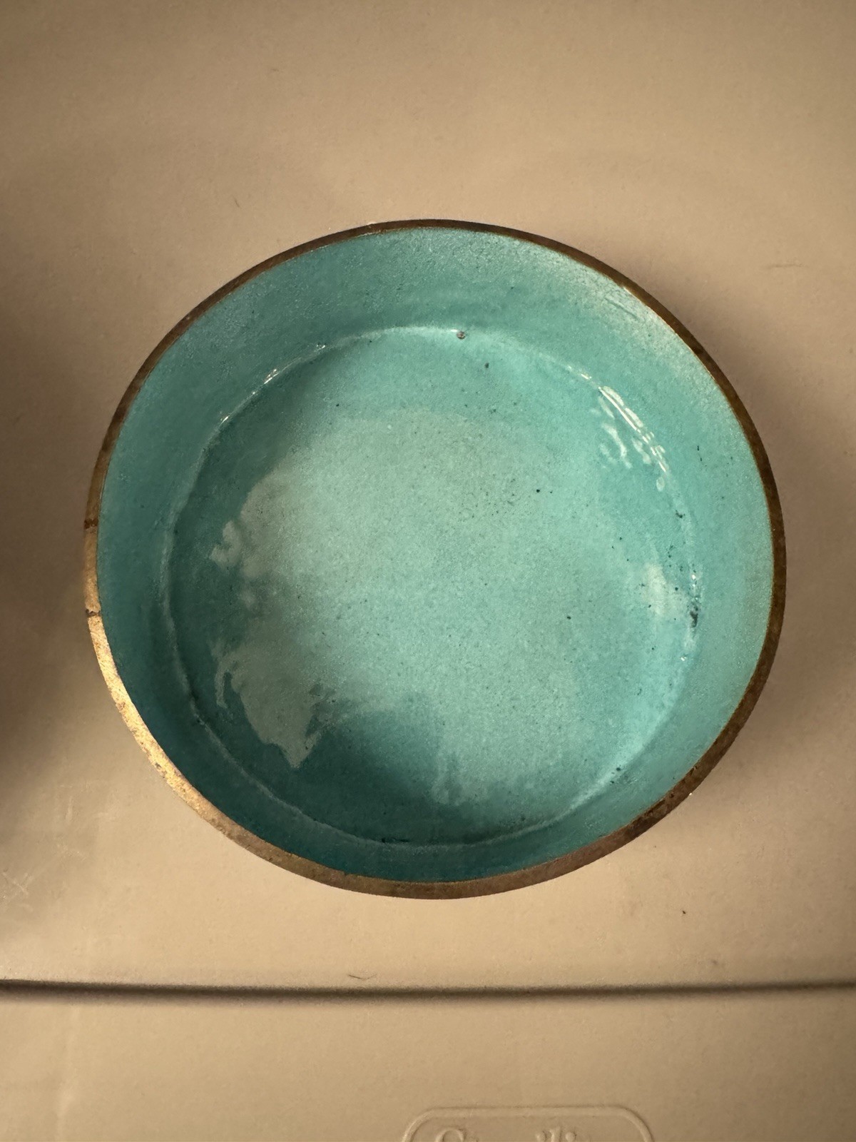 RARE ONE! Antique cloisonne Blue and Pink Floral Tin Style Box with Lid