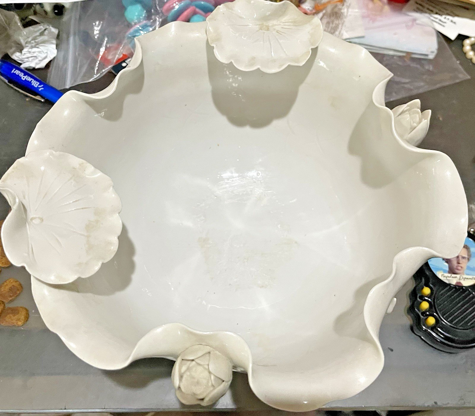 Lotus Blossom Bowl Chinese Blanc De Chine Porcelain l * 1/2 inches