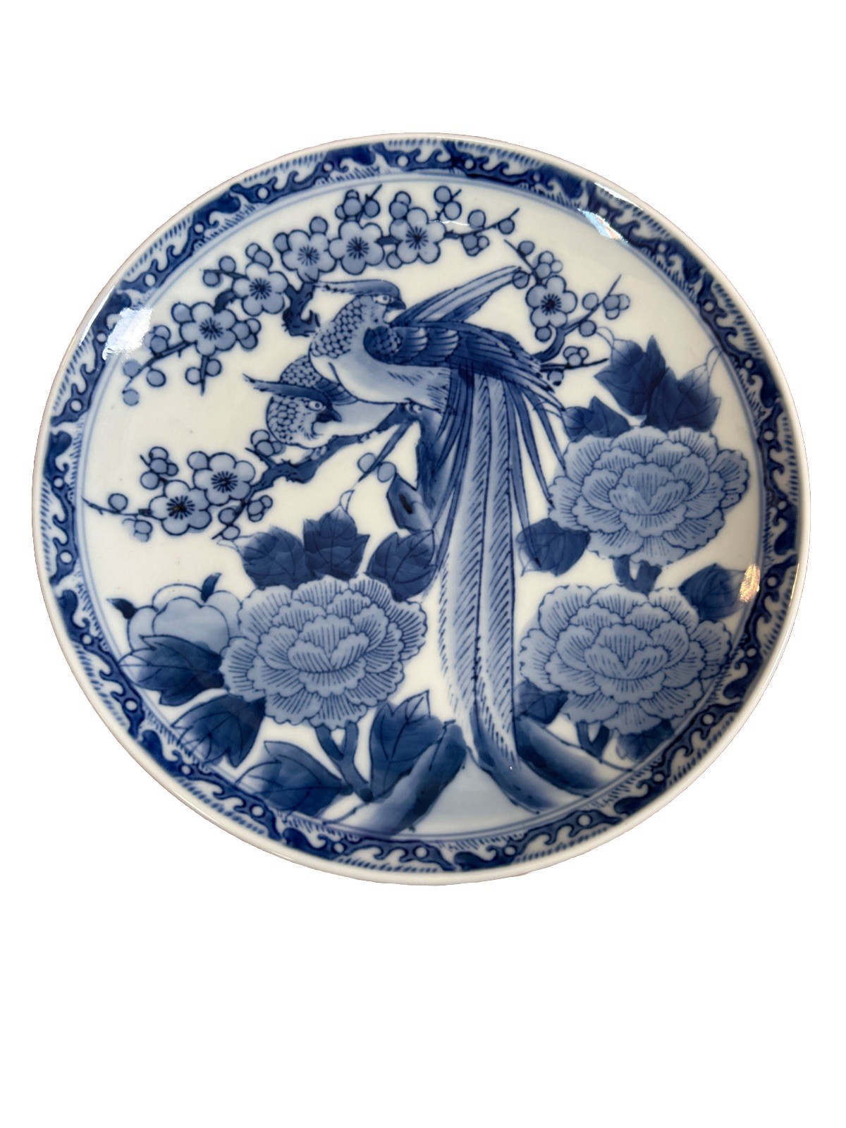 Old Japanese ARITA Imari Blue and White PHOENIX Bird LARGE Charger Plate