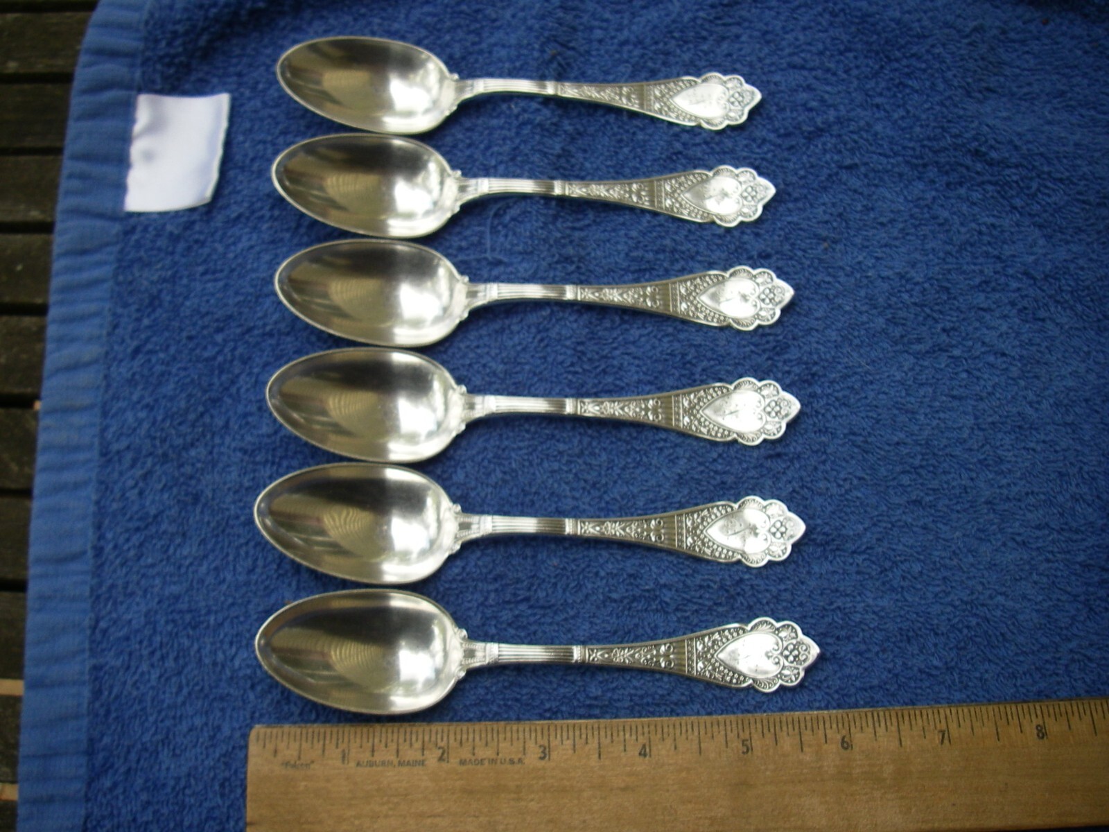 SET 6 Wood & Hughes Aesthetic Sterling MURILLO (1875) TEASPOONs-5 3/4 In-Mono N