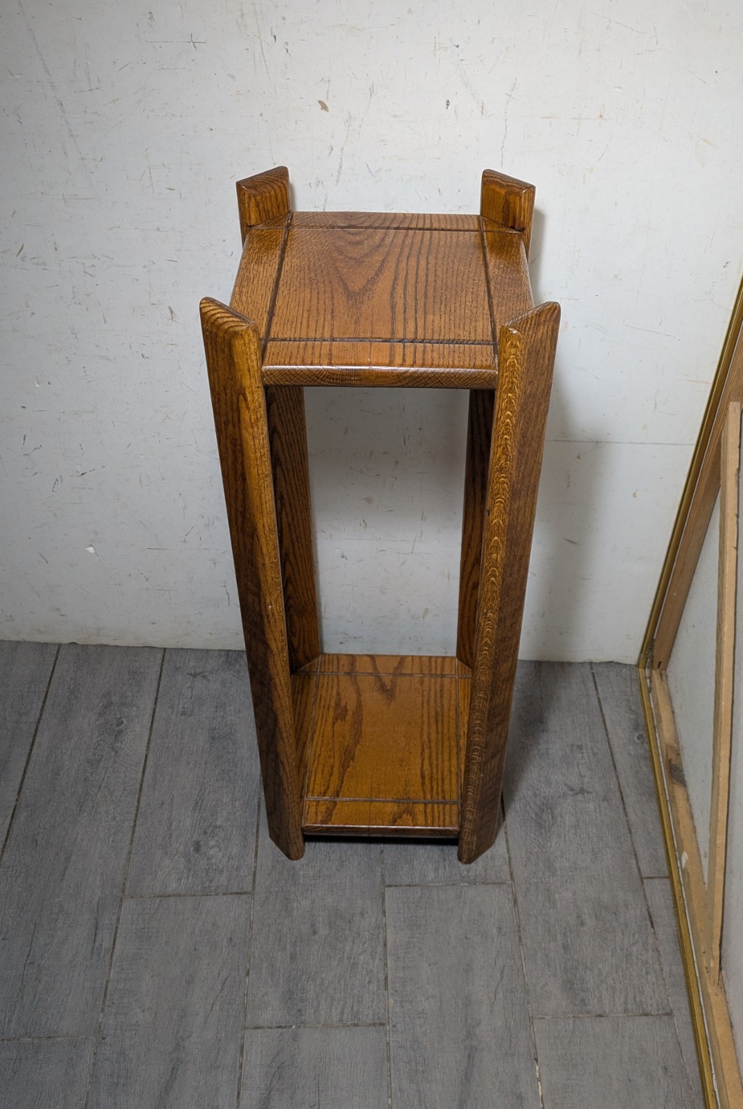 Vintage Rustic Country Mission Solid Oak Wood 2-Tier Plant Stand Fern Table T74