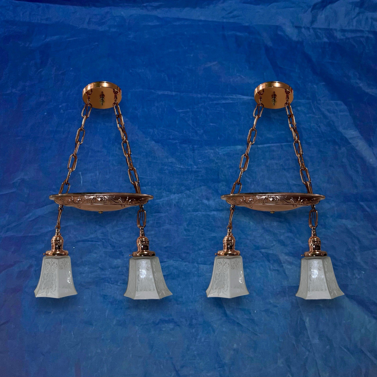 Wired Pair Red Bronze Brass Light Fixtures Rare Wired And Ready 58H