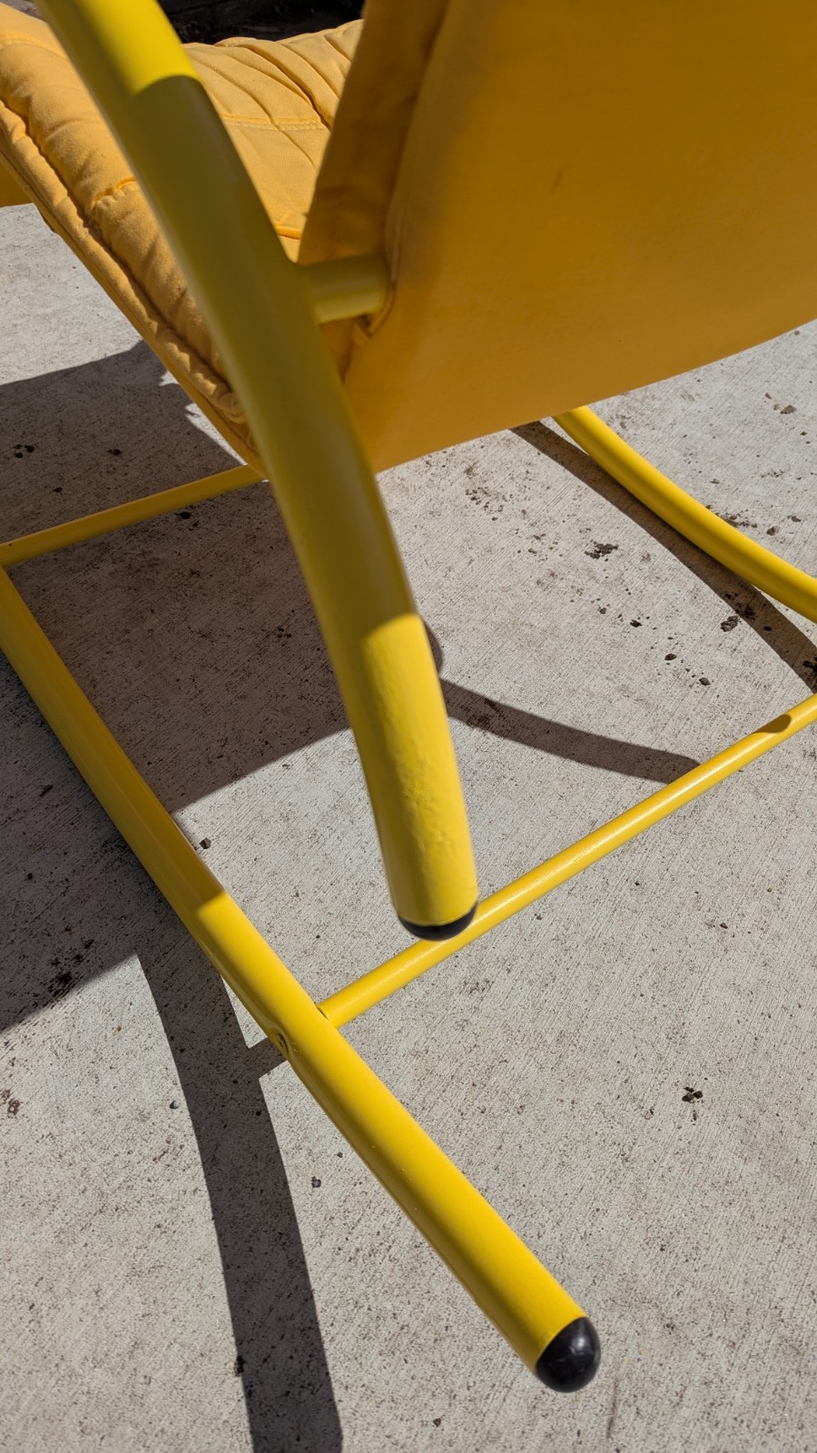 Vintage Post Modern Memphis Ellipse Rocker By Les Amisco Lemon Yellow Space Age