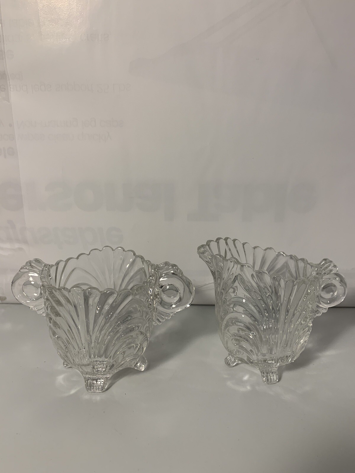 VINTAGE CAMBRIDGE CAPRICE CLEAR GLASS ART DECO CREAMER & SUGAR SET