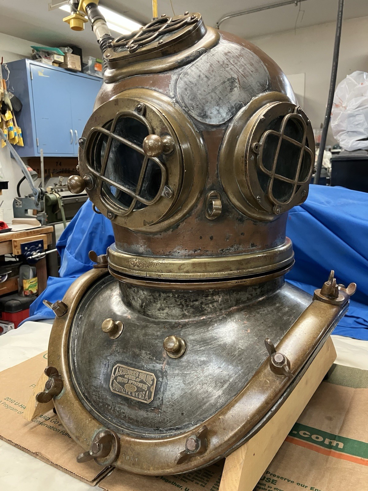 Authentic 1900’s Schrader NAVY Diving Helmet MK IV Vintage Antique Genuine