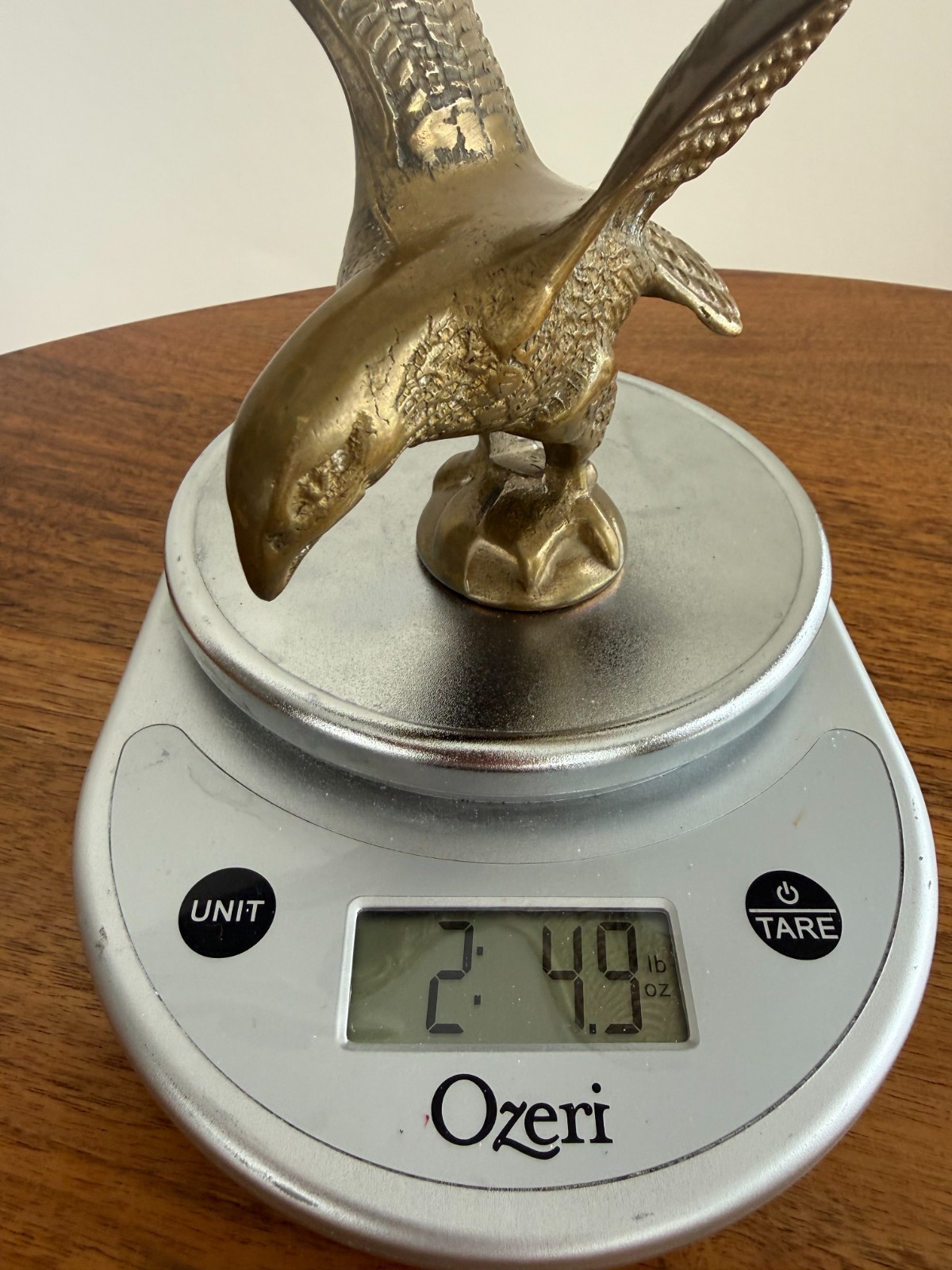 Vintage Solid Brass Eagle Sculpture Heavy Cast Metal Wings Spread 7″ Finial