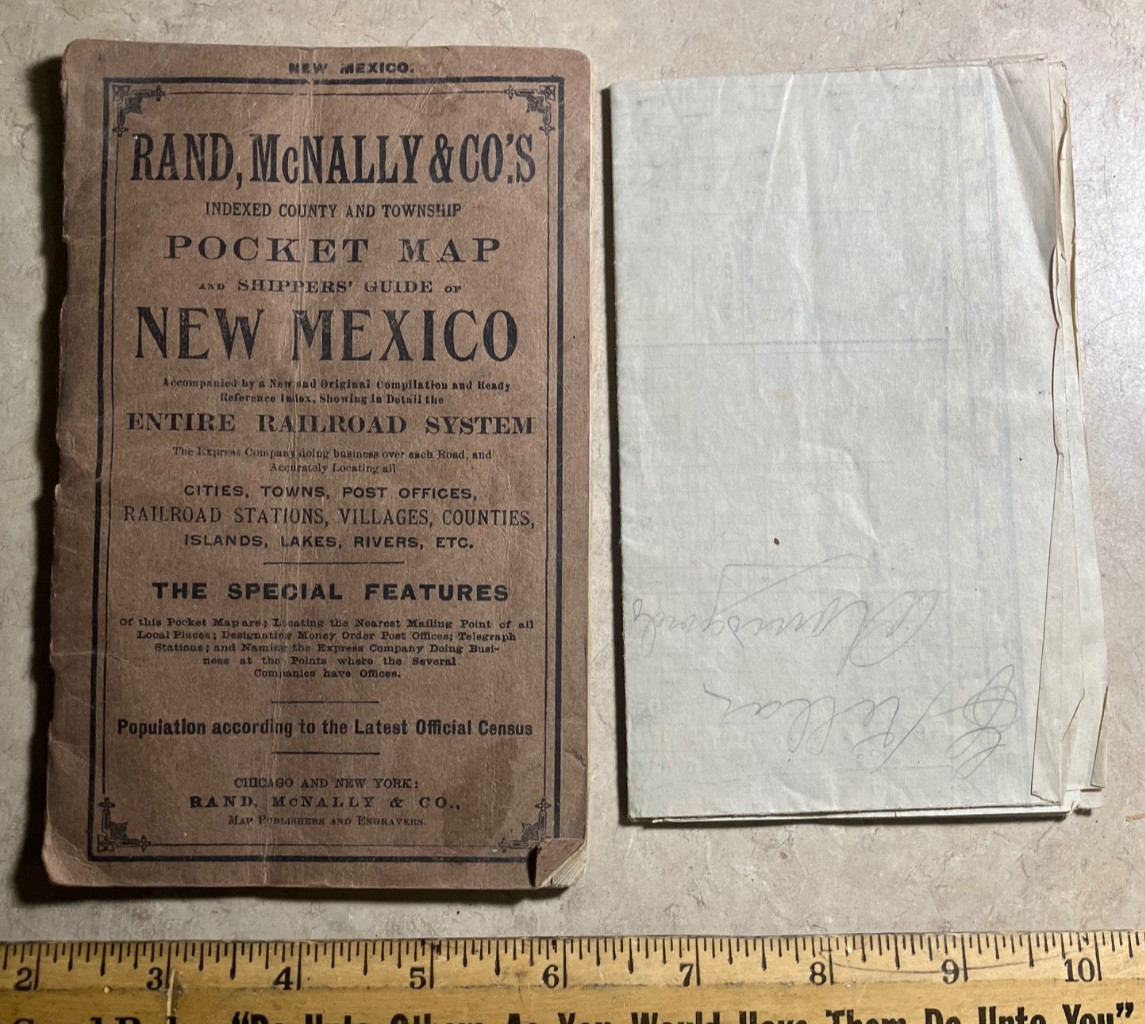 Neat, 1907 Rand McNally Pocket Map & Shippers Guide for New Mexico, RR system++