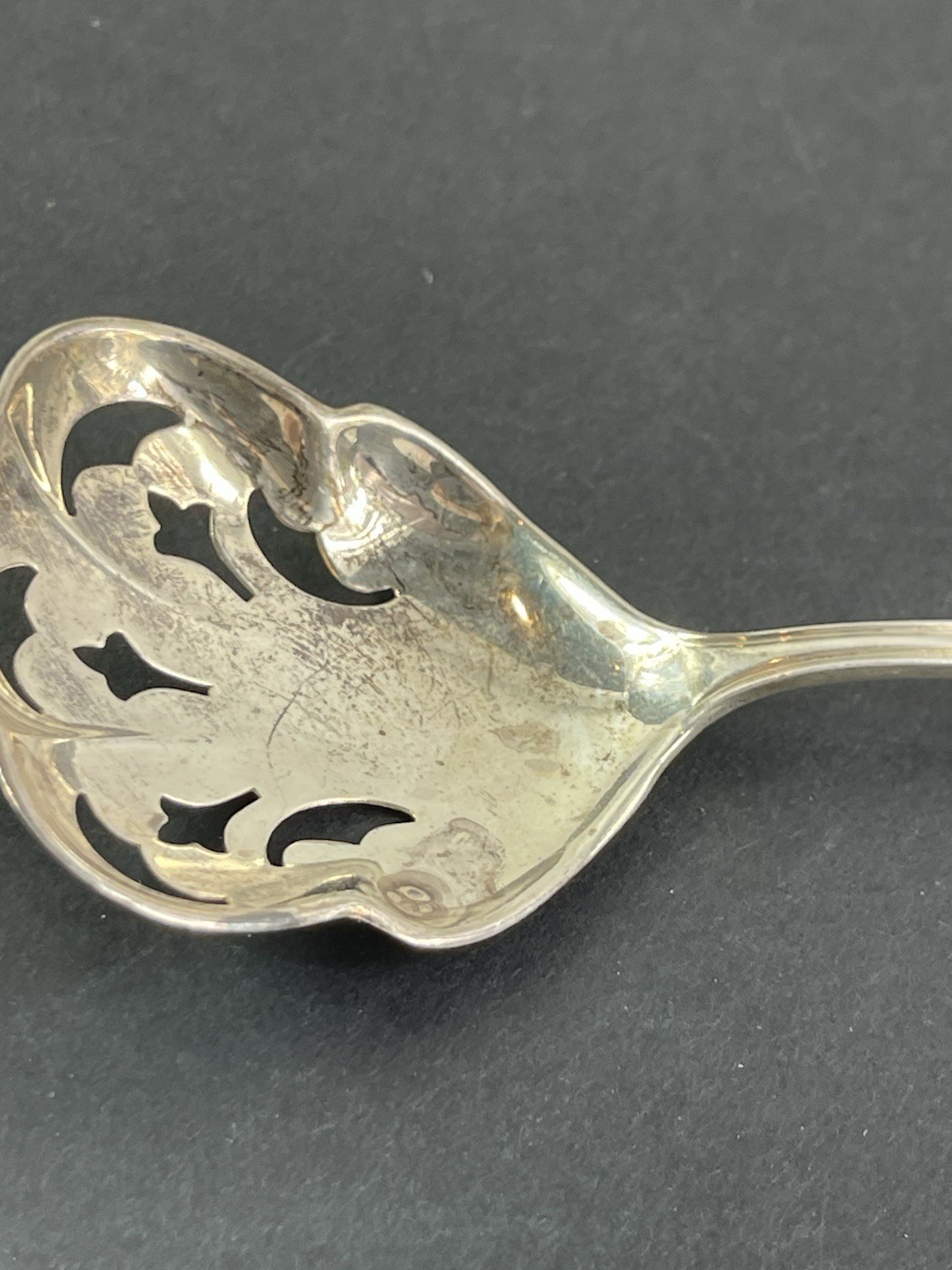 Sterling Silver Pierced Repousse Bon Bon Solid Spoon Berry Bowl 1/2 Ounce