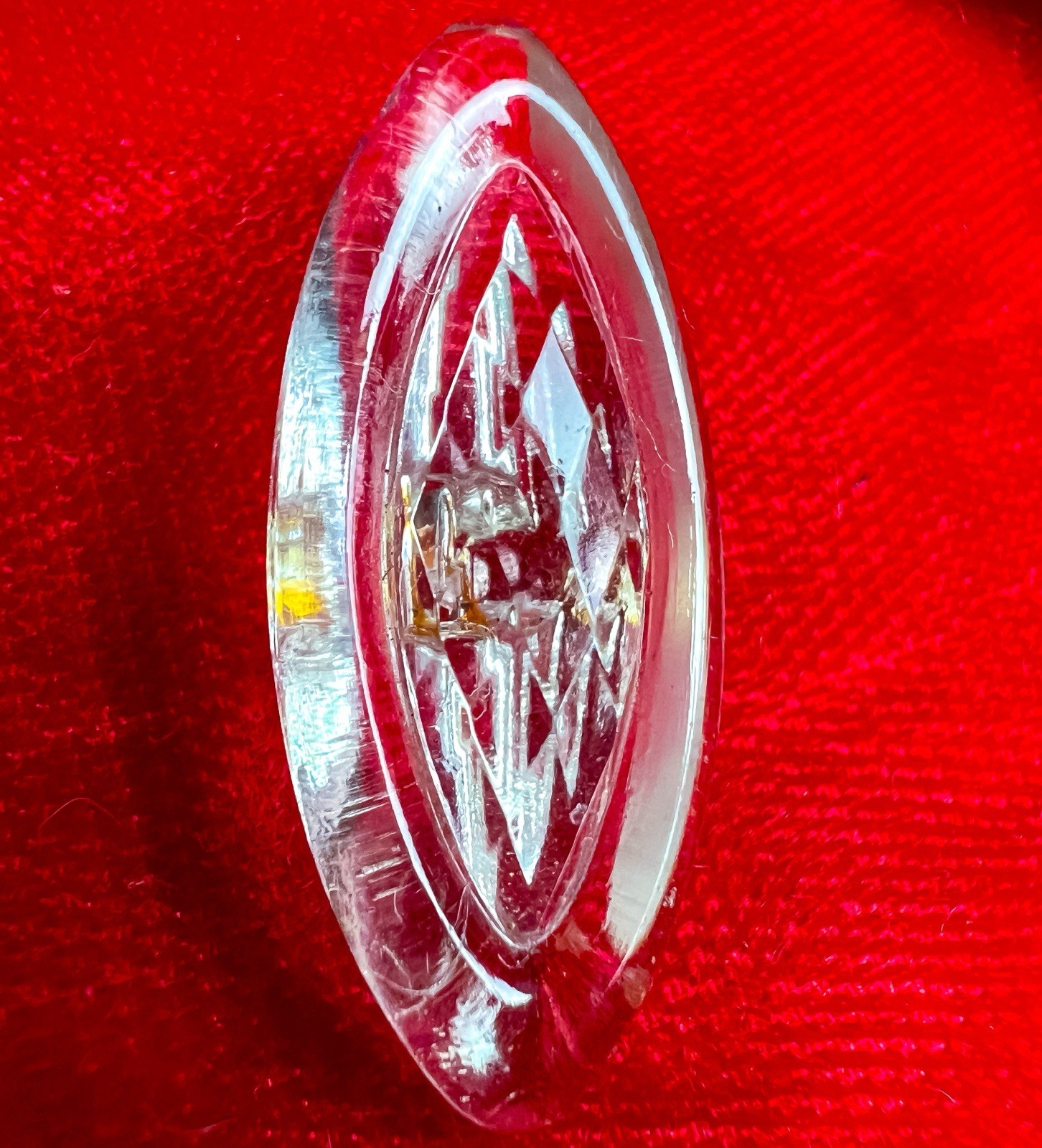 Love! Antique Art Deco Clear Glass Button Round Ribbed Heavy Lovely