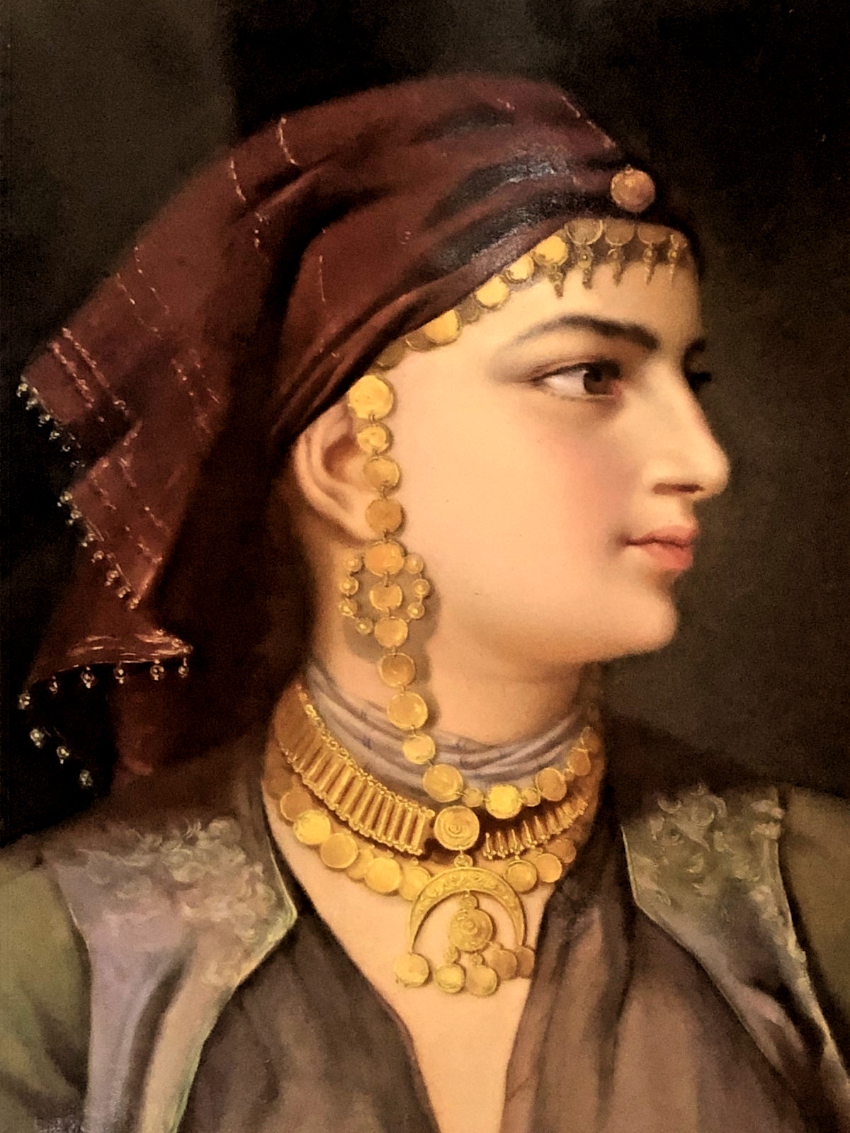 Antique Royal Vienna Large Hand Painted on Porcelain Plaque Middle Eastern Women