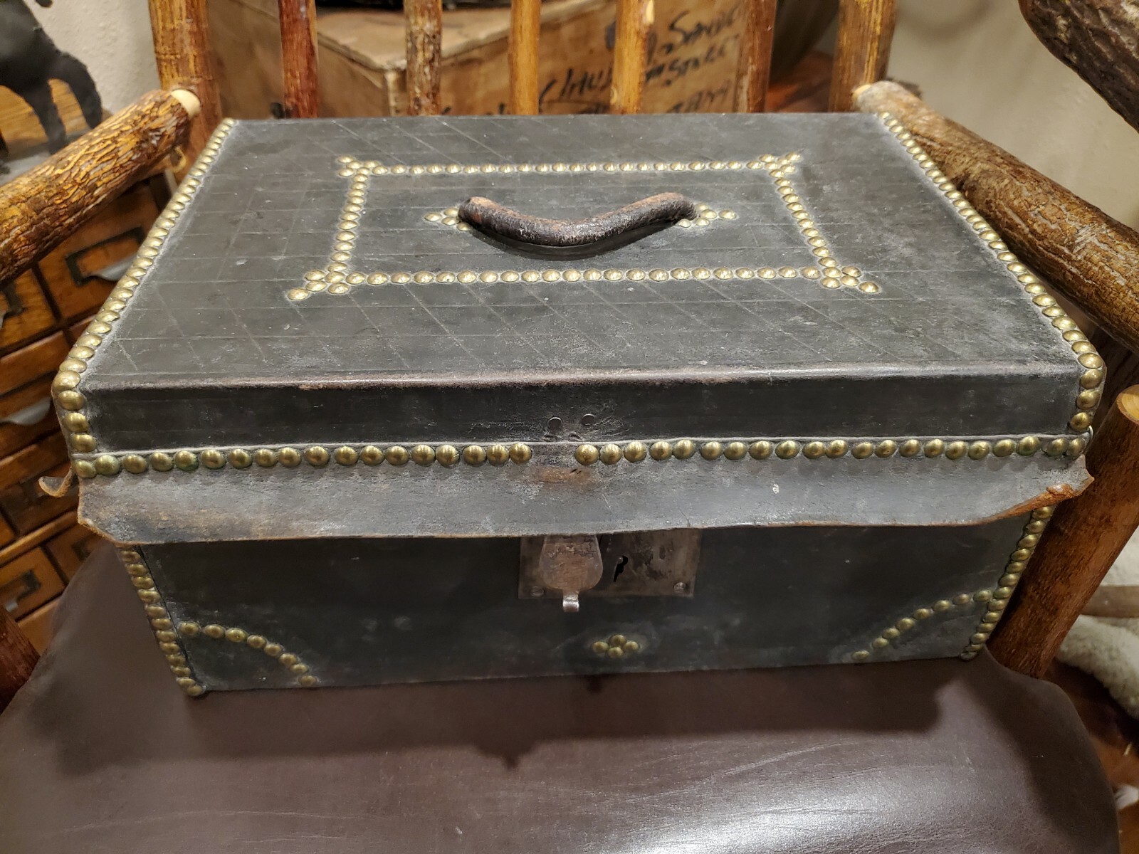 Antique Leather Box Horace Rice Harness Maker No 30 Hanover Street Boston