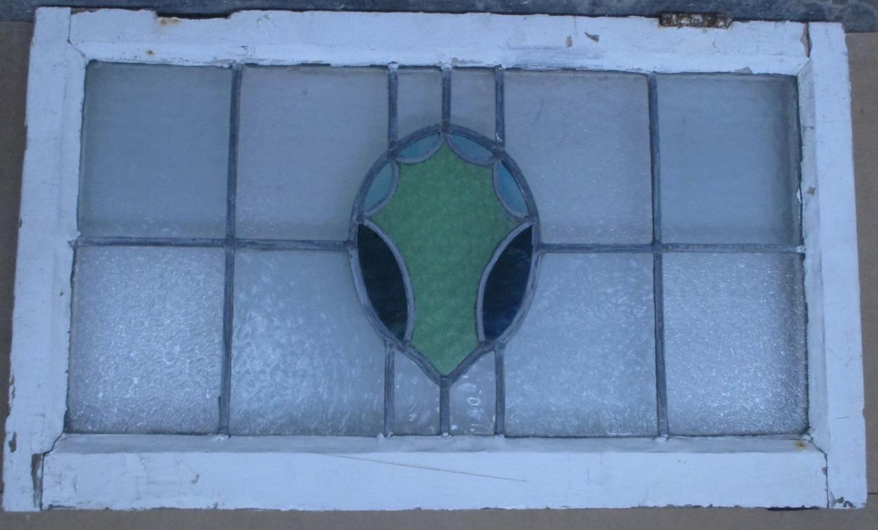 OLD ENGLISH LEADED STAINED GLASS WINDOW TRANSOM ABSTRACT 29 3/4″ X 18″