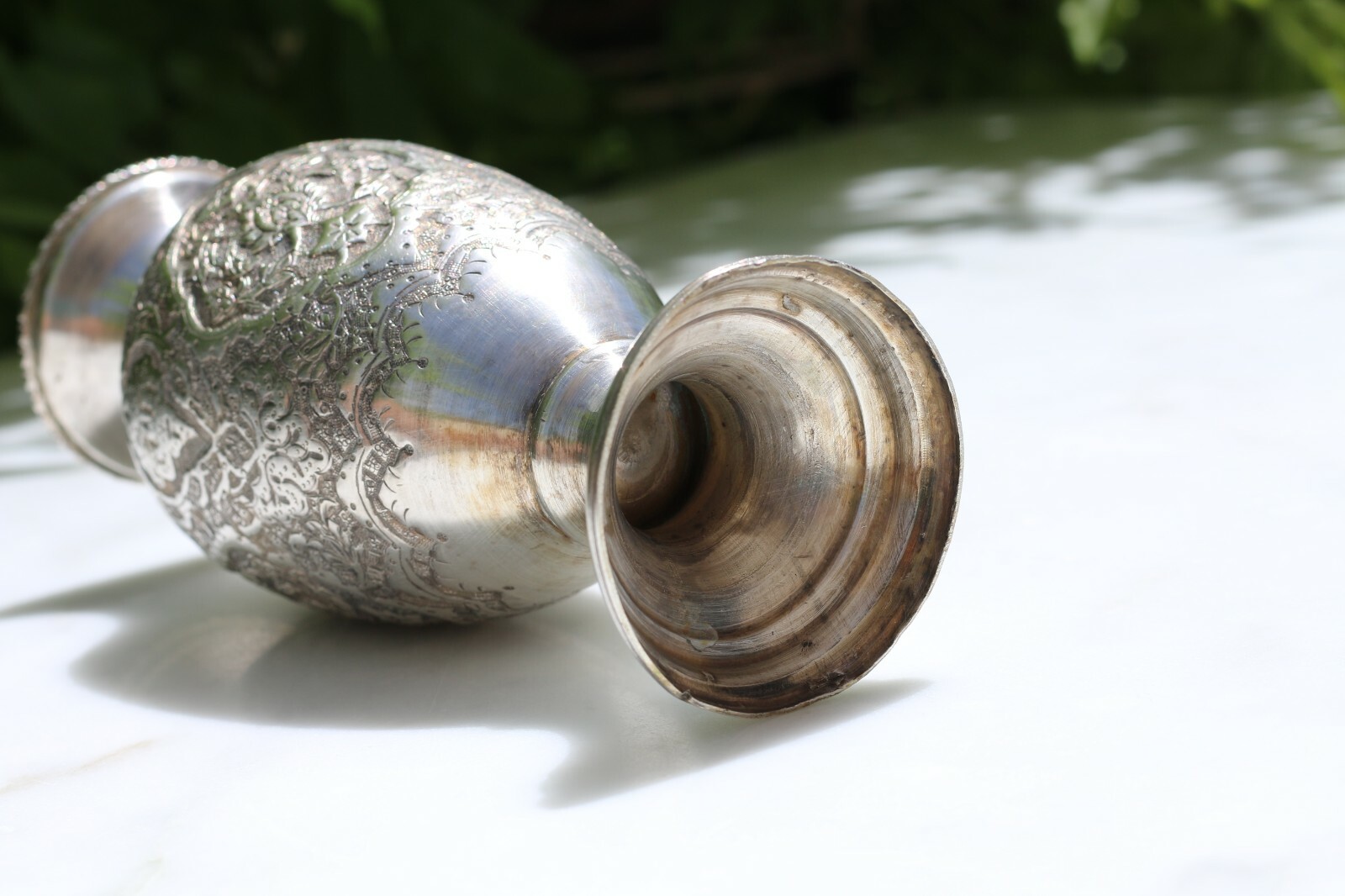 Antique class silver 84 vase handmade Needle engraving Middle Eastern