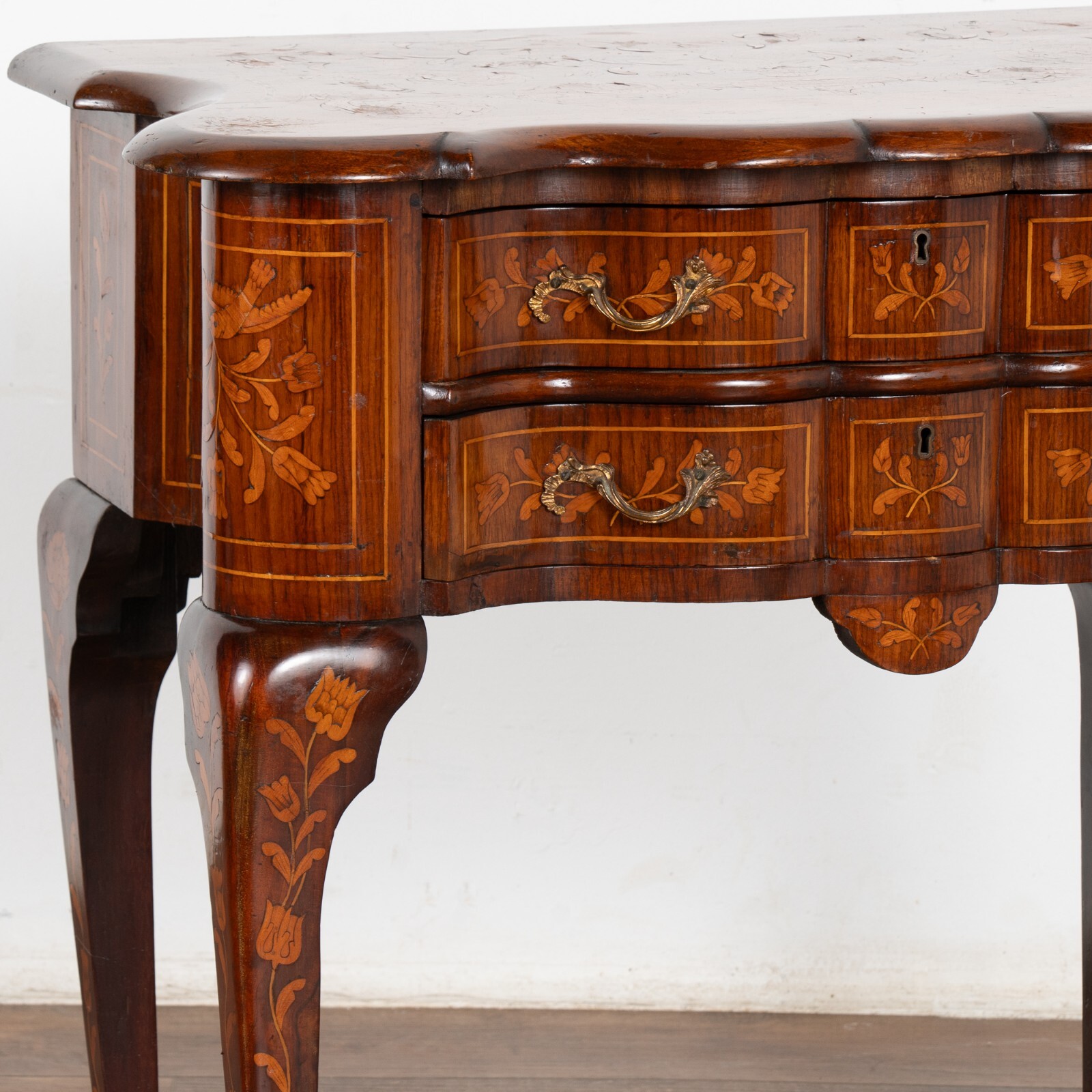 Dutch Marquetry Side Table on Cabriolet Legs, Holland circa 1770-1800