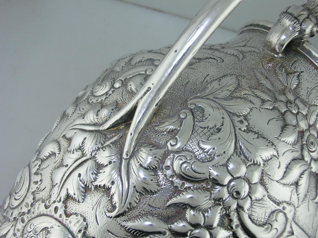 Early Sterling Silver A.E. Warner Milk Jug Pitcher – Repoussé – Baltimore c.1840