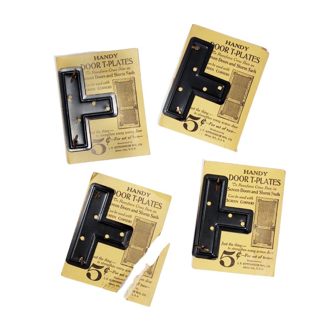 Vintage Screen Door “T-Plates”, New Old Stock, 4 Packs Available, NMI361