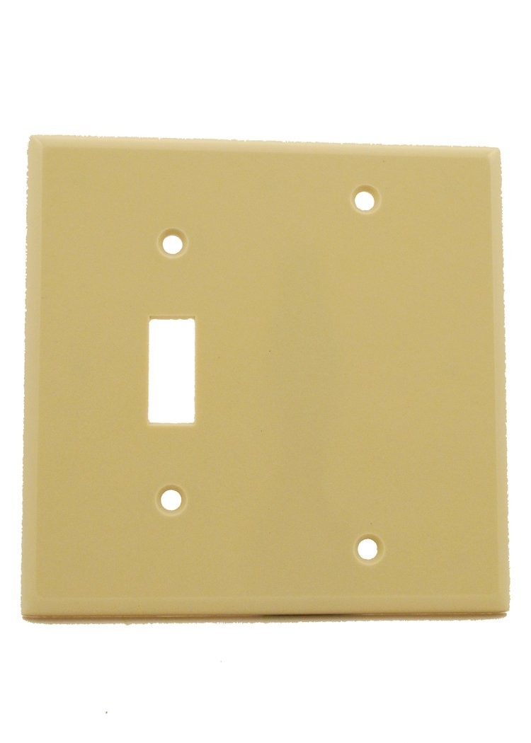 Leviton 2-Gang 1-Toggle 1-Blank Device Combination Wallplate, Standard, Ivory