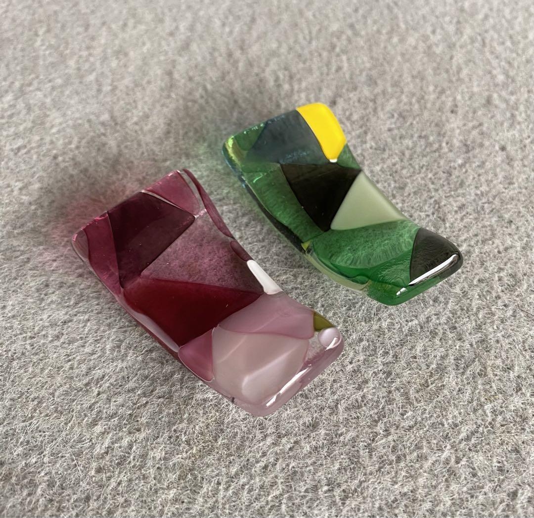 Japan Traditional crafts Chopsticks Rest Glass-ware 2pcs multicolor