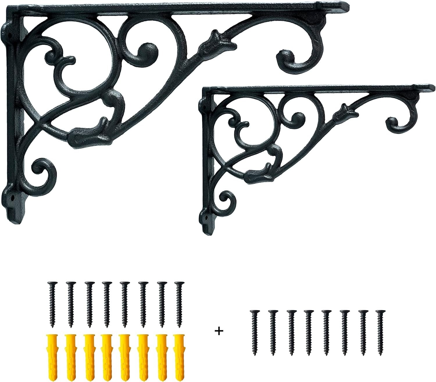 2 Pack Decorative Shelf Brackets 11 Inch Cast Iron Supply Antique Black Corbel