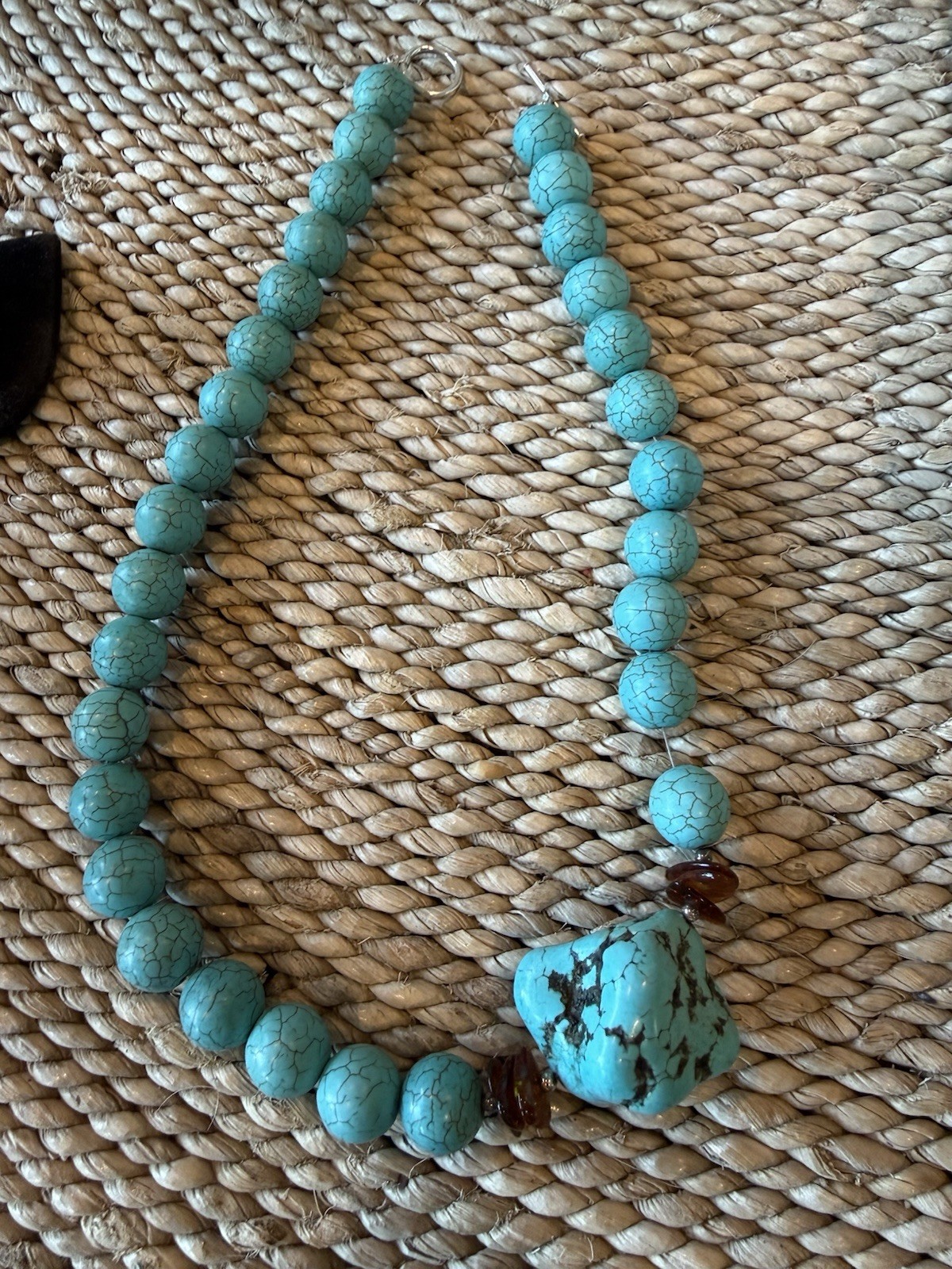 Large Round Turquoise Necklace W/Turquoise nugget