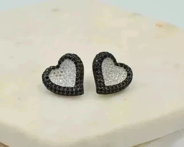 2Ct Round Lab Created Black Diamond Stud Cluster Earrings 14k White Gold Plated