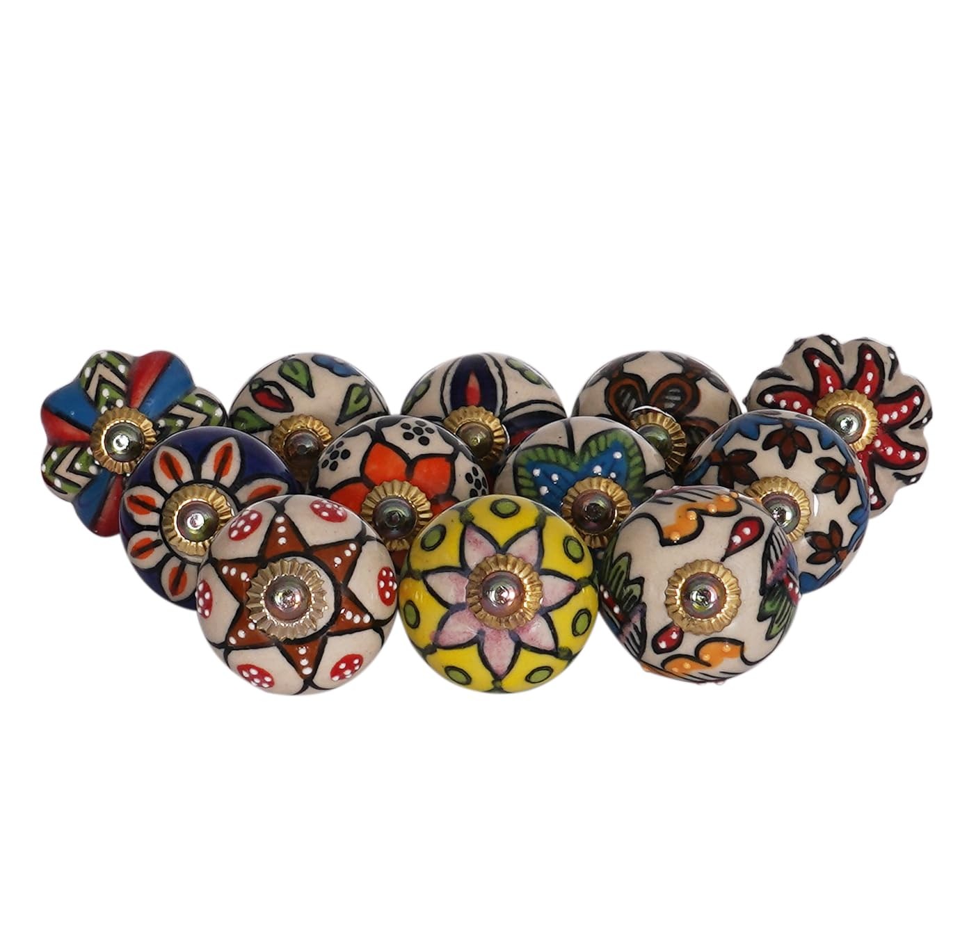 Knobs For Cabinets and Drawers Assorted Ceramic Pack of 12, Multicolor