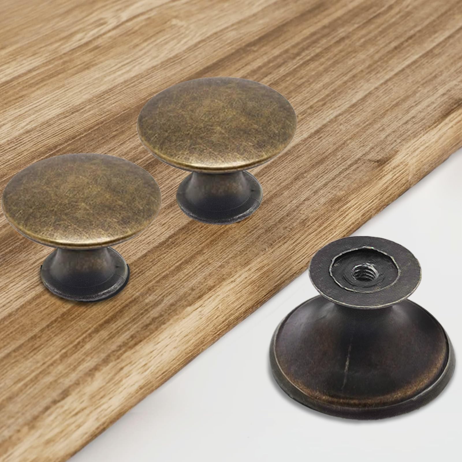 16 Pcs Antique Brass Cabinet Knobs & Drawer Pulls, 1.2″ Round Hardware Set