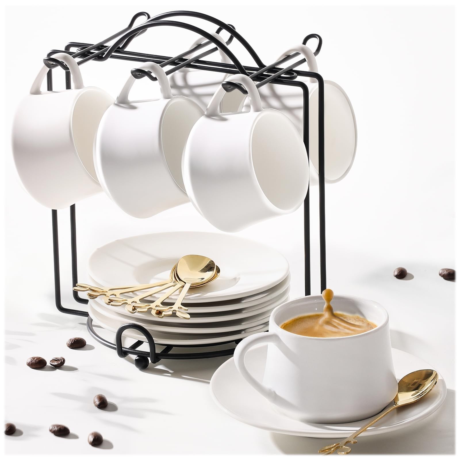 Lareina 3-Ounce Porcelain Espresso Cups Set of 6, Stackable Coffee Cups with …