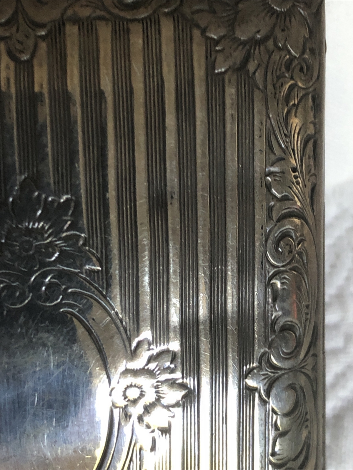 Antique Victorian Sterling Silver Chatelaine Dance Compact Coin Purse Embossed