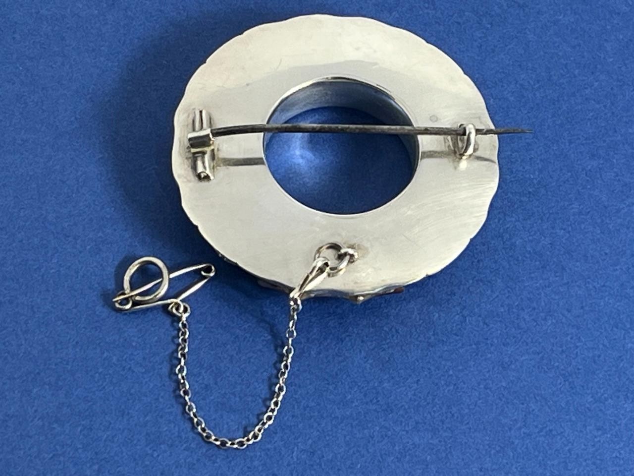 STUNNING LARGE ANTIQUE VICTORIAN SOLID SILVER SCOTTISH AGATE CAIRNGORM BROOCH