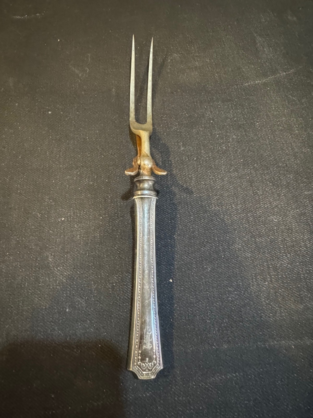 Vintage/Antique? Silver Plate and Brass Meat Carving Serving Fork