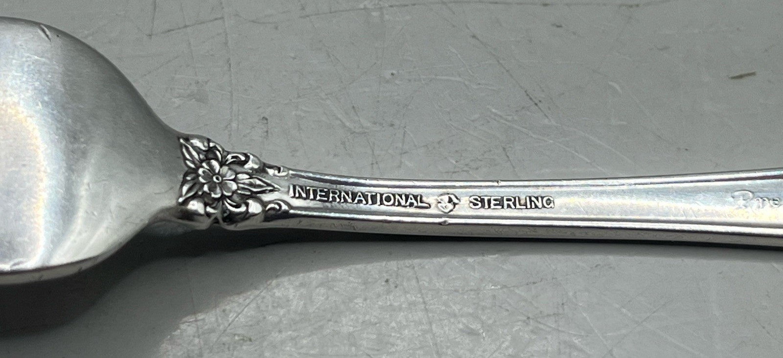 8” Dinner Fork Prelude Sterling Silver , International Silver Co. 31g Mono “M”.