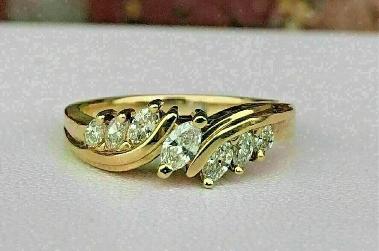 2CT Marquise Cut Lab Created Diamond Engagement Gift Ring 14K Yellow Gold Plated