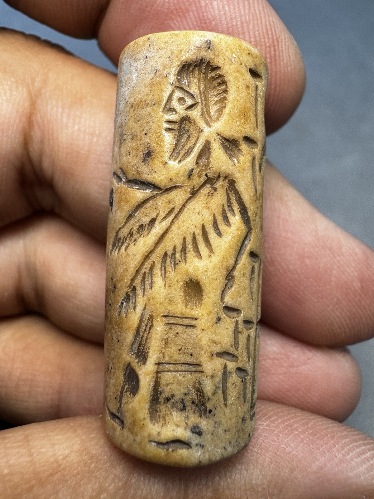 Roman Ancient Stone Royal Intaglio Cylinder Stone Bead