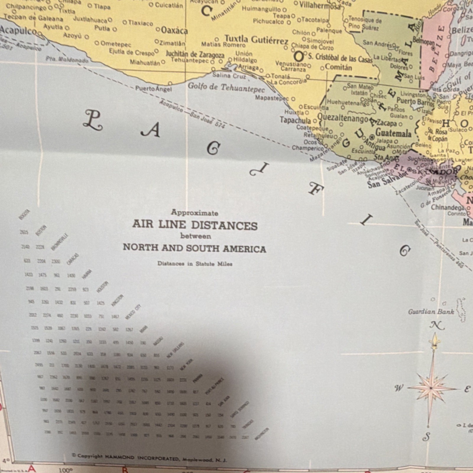 Hammond Folding Map Gulf, Caribbean, Atlantic Coast Bahamas Jamaica Puerto Rico