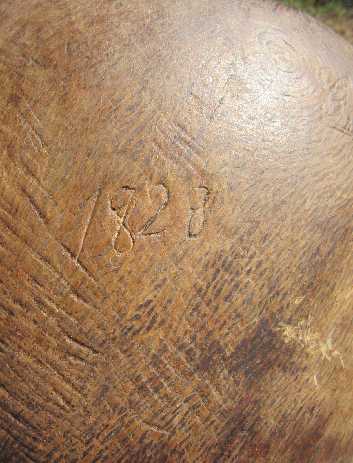 Rare Signed & Dated 1828 Early American Ash Wood Burl Bowl 11 1/2″ x 11″ x 5″