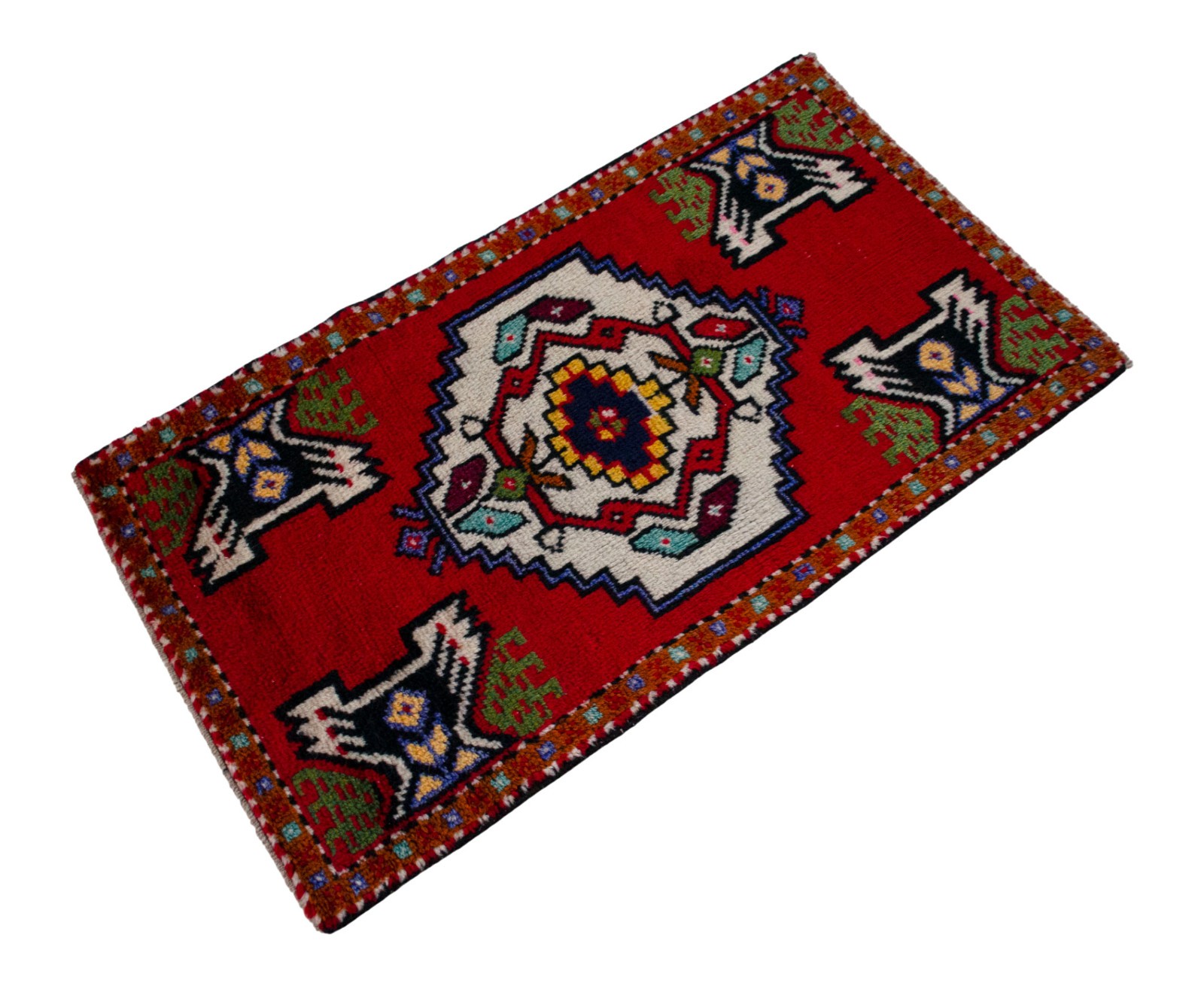 Vintage Handmade Small Rug, Kitchen Rug, Turkish Rug Wool Doormat – 1′8″ x 3′1″