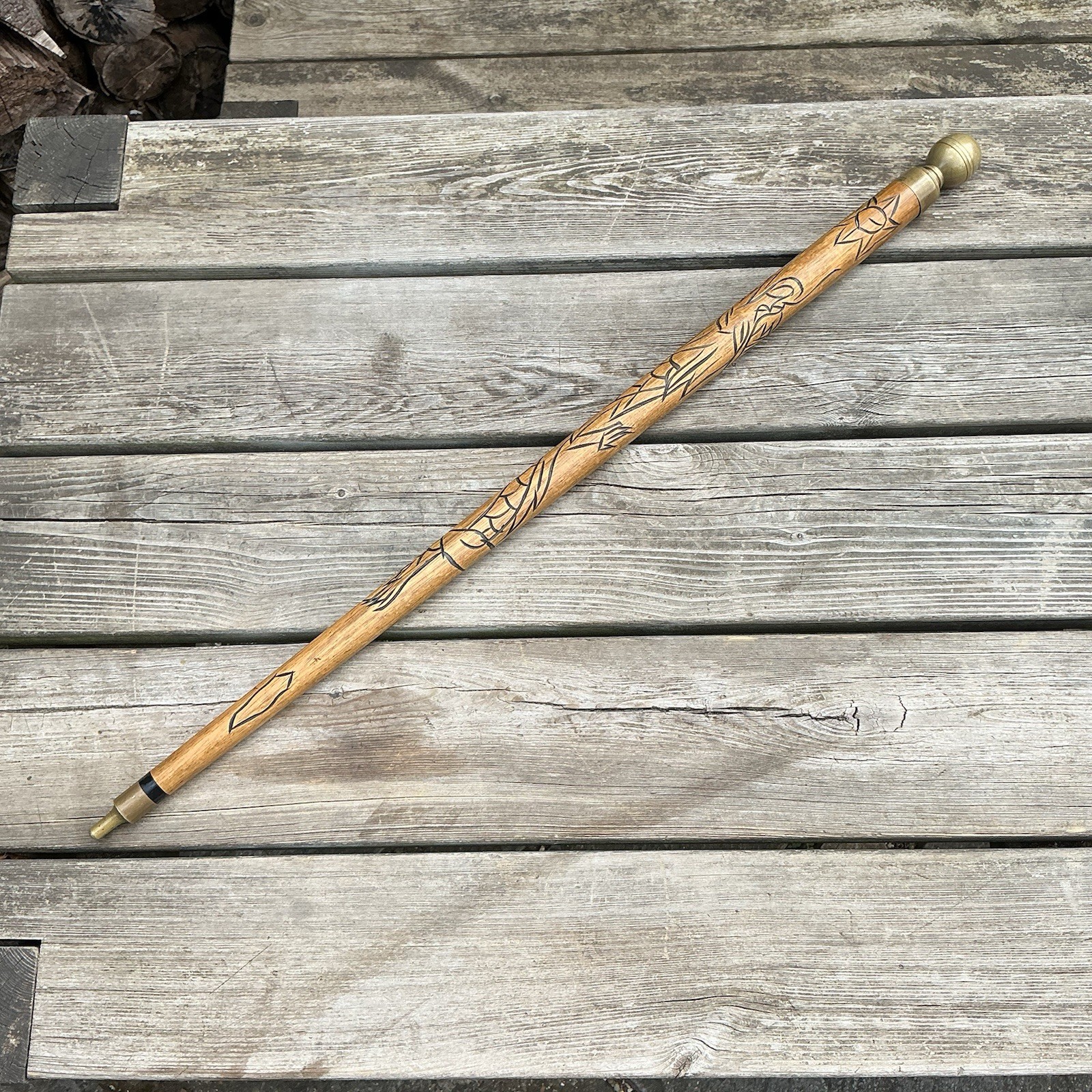Vintage Walking Stick With Concealed Billiard Snooker Cue 33.5” (57” Assembled)