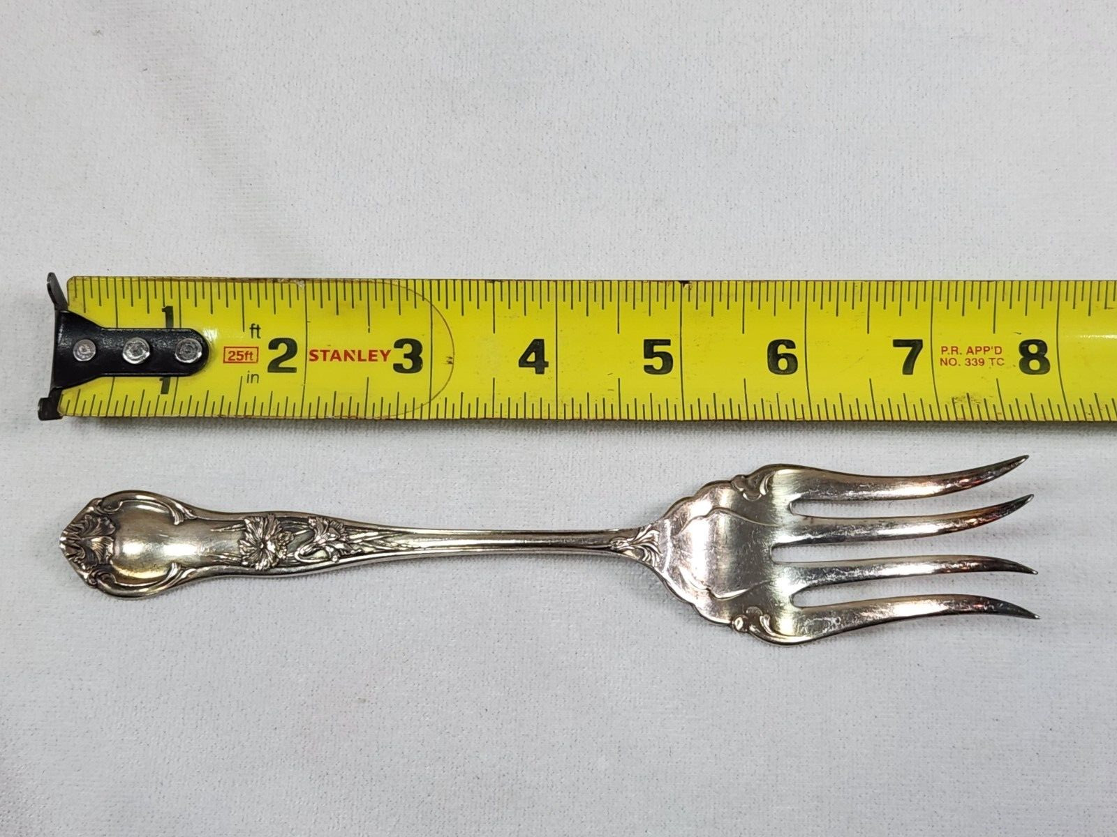 VTG National Silver Co S H Silverplate Carnation Pattern Serving Beef Fork 1910