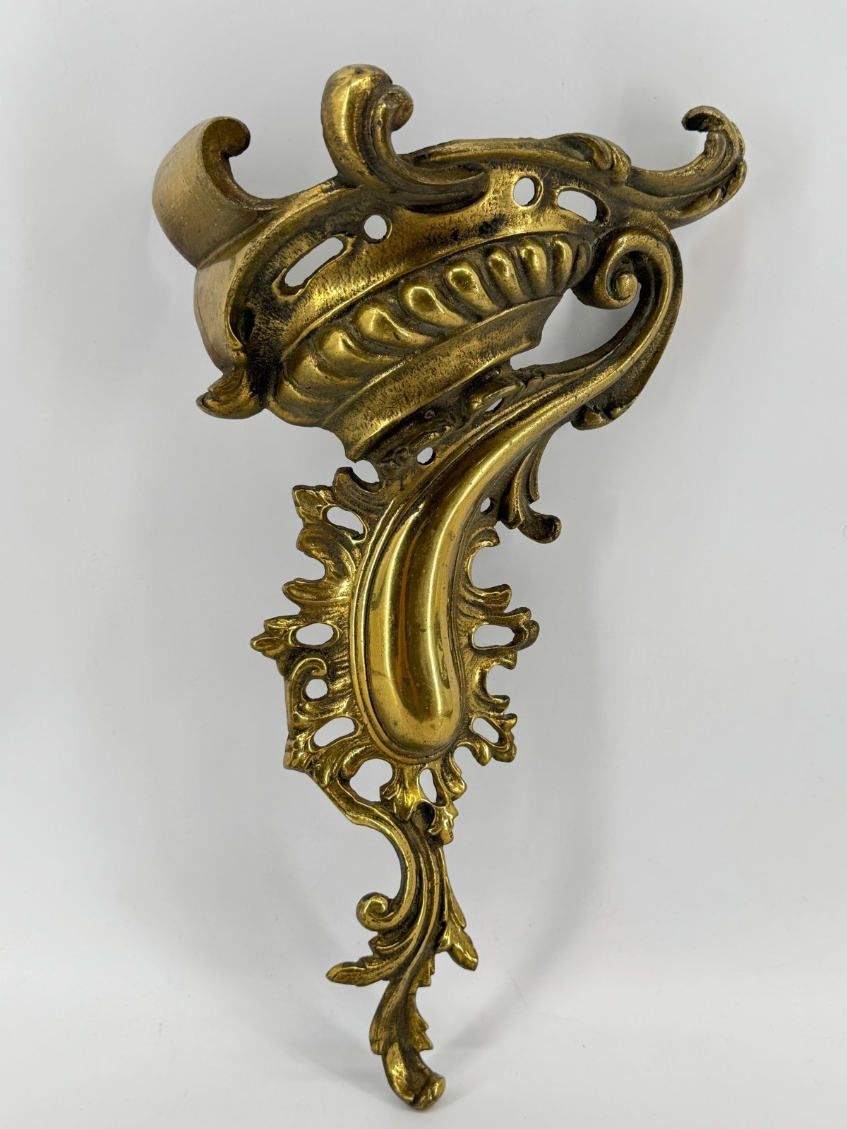 Vintage Appliqué Rococo Louis XV Style Brass Art Fragment Scroll For Wall