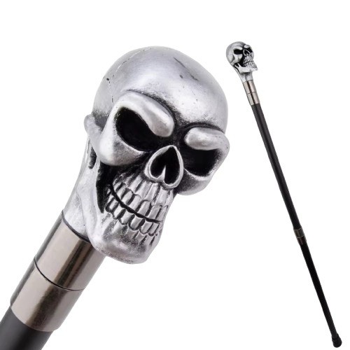 Silver/Grey Skull Head Resin Stylish Handle Luxury Cane/Walking Stick 93cm New
