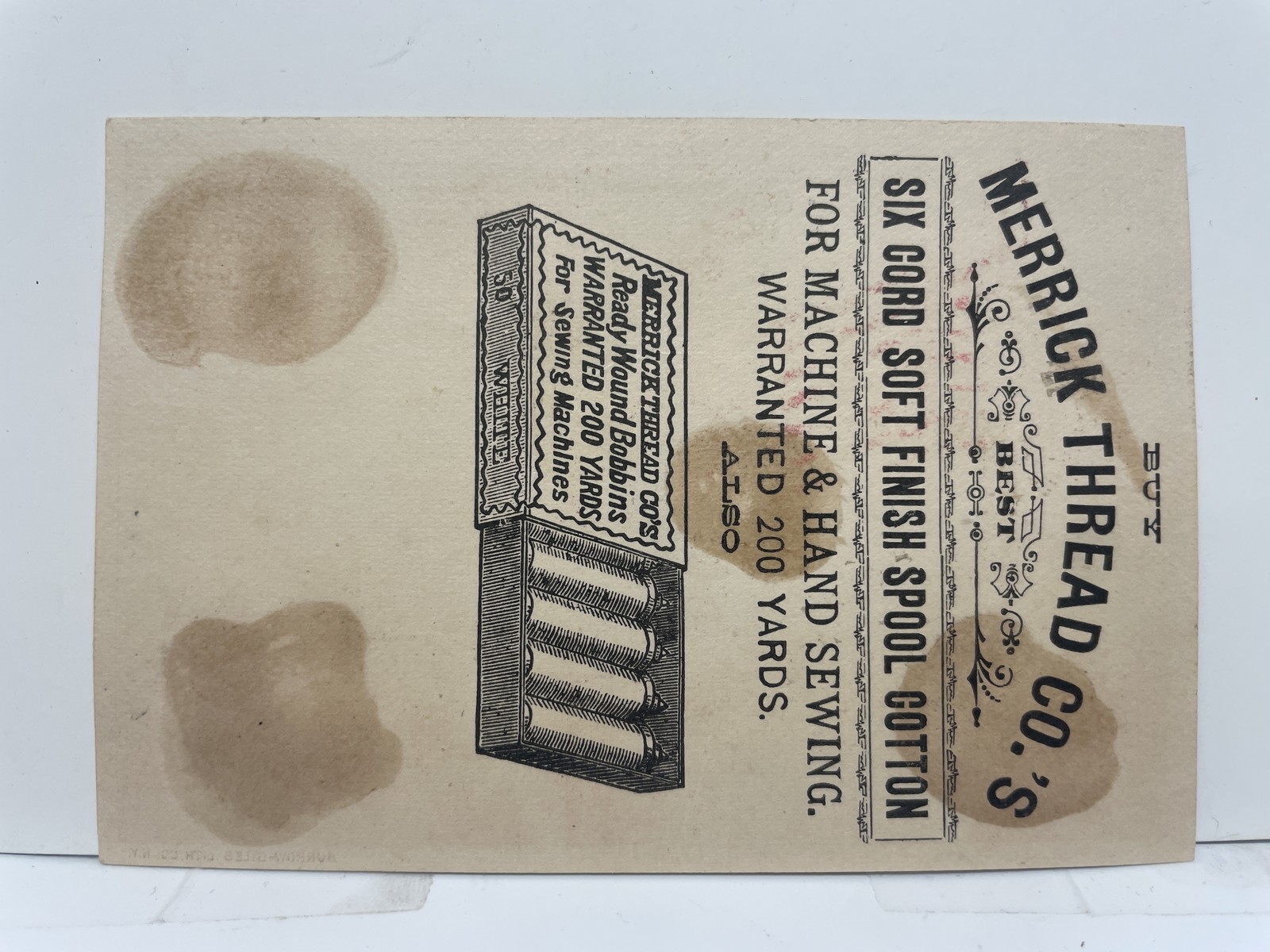 Merrick Thread Co. Advertising Trade Card Lithograph Tightrope Walker
