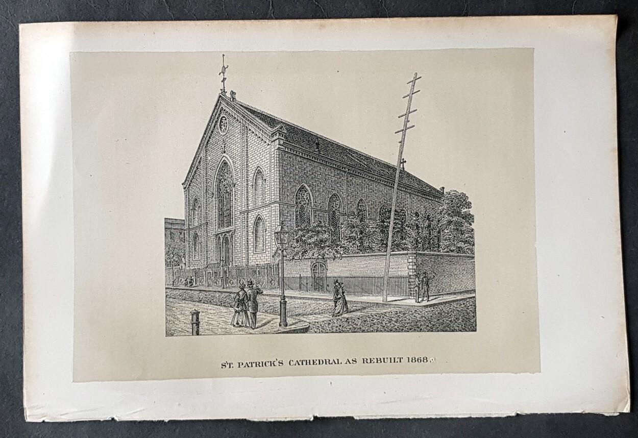 1869 D T Valentine Antique Print View St Patrick’s Cathedral St New York City