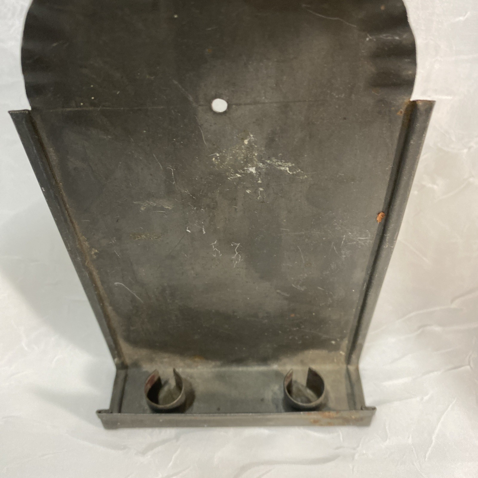 Vintage Primitive Minimalist Crimped Tin Double Candle Wall Sconce