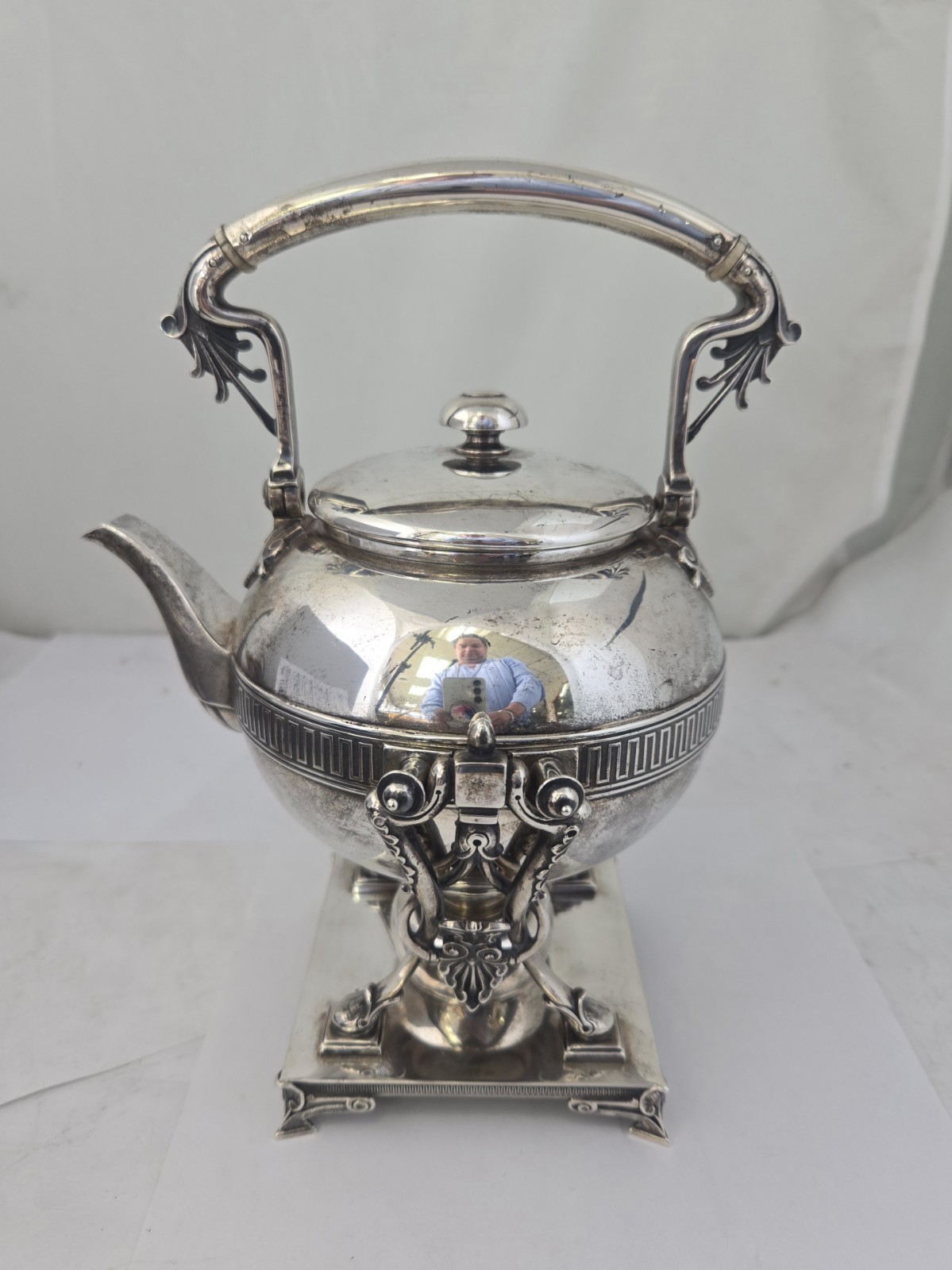 Tiffany & Co. Sterling Teapot c1870 Greek Revival w/Stand & Burner Silver