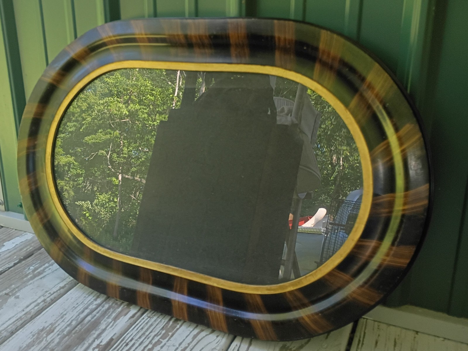 AntiquePictureFrameEdwardianTortoiseFauxGrainPaintedWoodOgeeOvalVictorian 17×25″