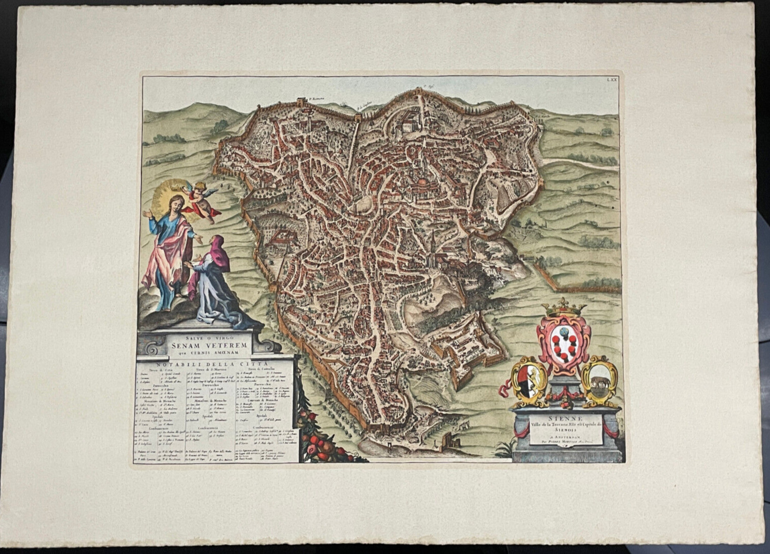 Pierre Mortier Copper Engraving Map Siena Italy Antique Circa 1704