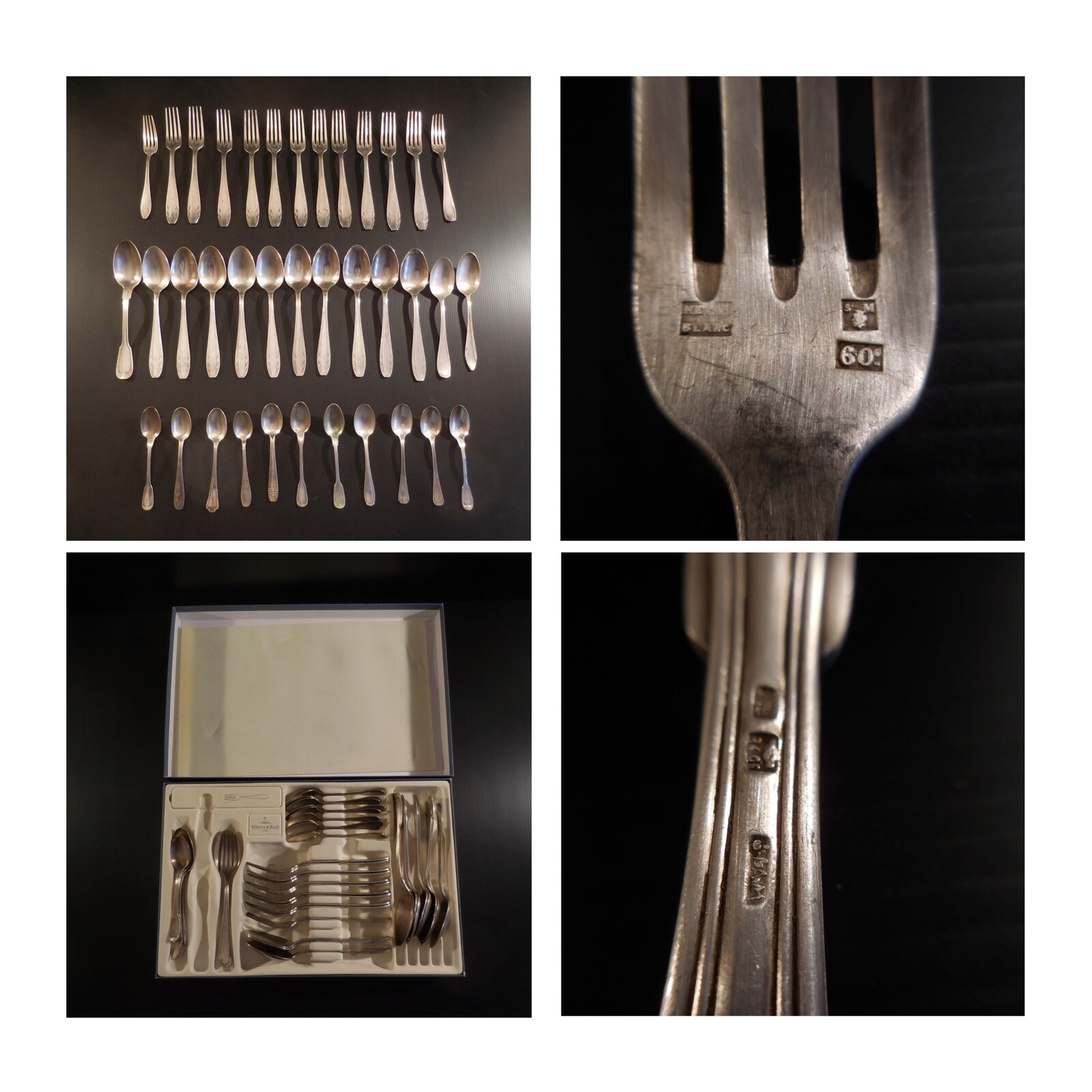 37 Cutlery Spoon Fork Silver Plated Metal VILLEROY BOCH Art Deco France N3806