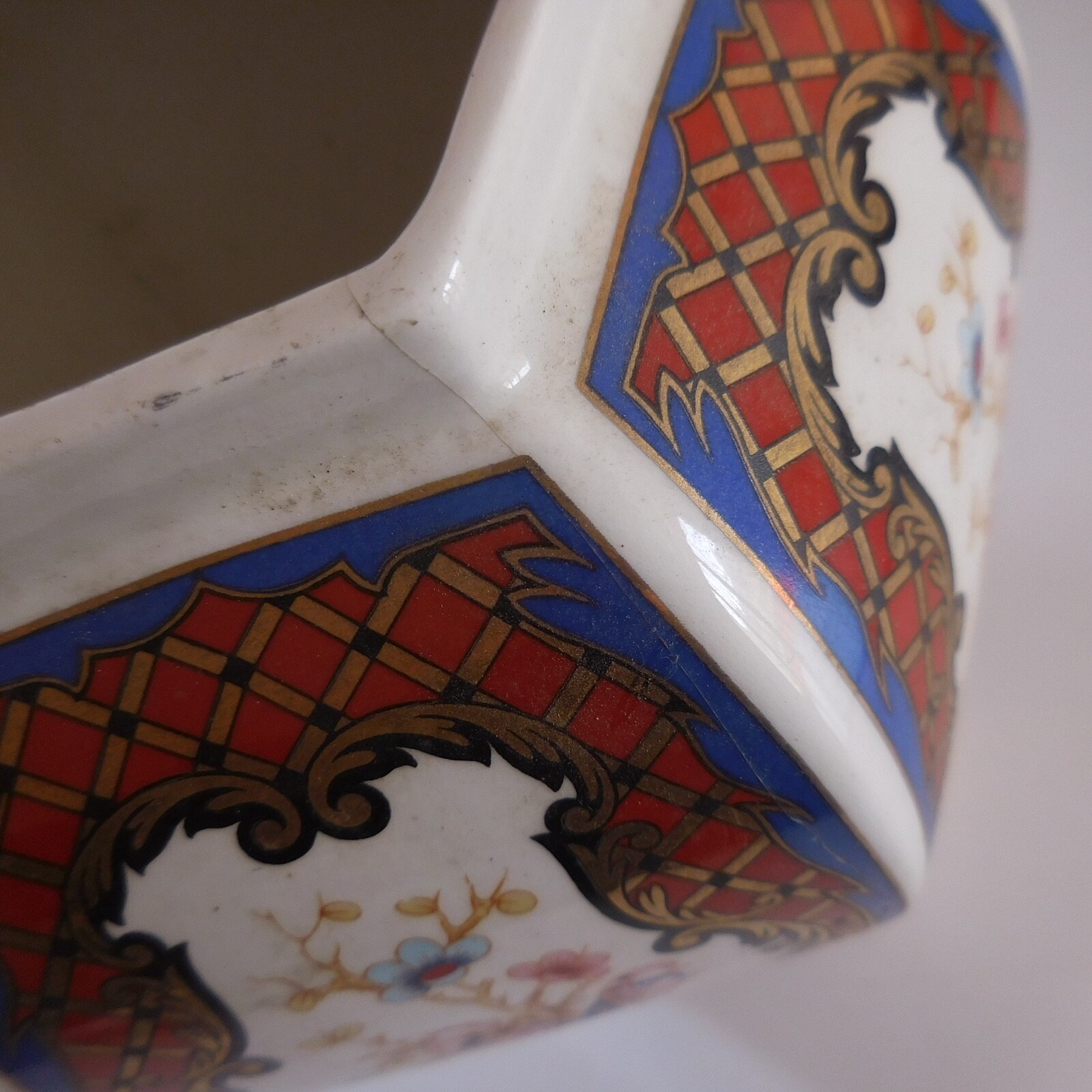 Ceramic Porcelain Peacock White Multicolor Vintage Art Nouveau Deco N7404