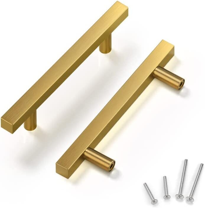 30PK Probrico Gold Brushed Kitchen Cabinet Handle Dresser Drawer Pulls 3.75″ C/C